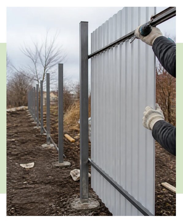 Монтаж одностороннего забора из профнастила в Гудермесе